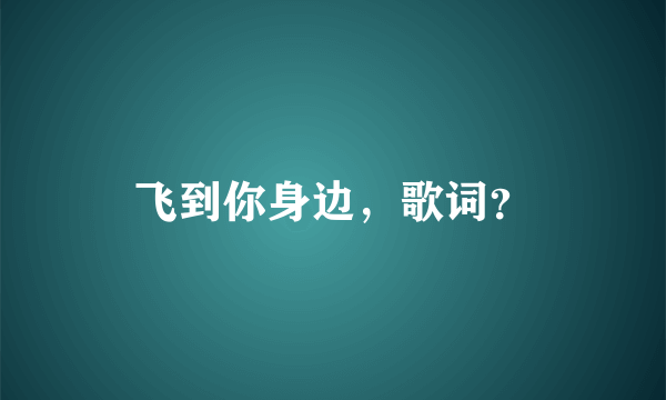 飞到你身边，歌词？