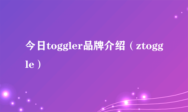 今日toggler品牌介绍（ztoggle）