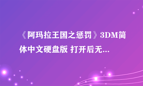 《阿玛拉王国之惩罚》3DM简体中文硬盘版 打开后无法运行啊 显示这个错误