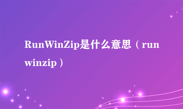 RunWinZip是什么意思（runwinzip）