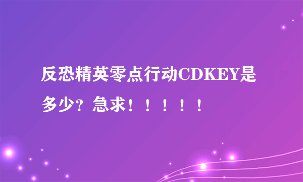 反恐精英零点行动CDKEY是多少？急求！！！！！