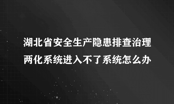 湖北省安全生产隐患排查治理两化系统进入不了系统怎么办