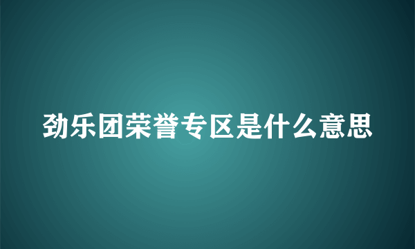 劲乐团荣誉专区是什么意思