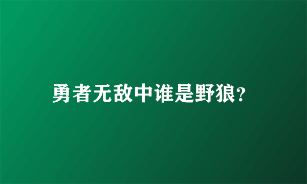 勇者无敌中谁是野狼？