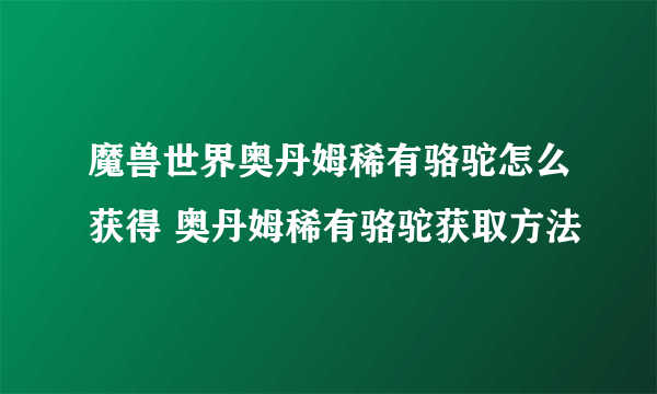 魔兽世界奥丹姆稀有骆驼怎么获得 奥丹姆稀有骆驼获取方法