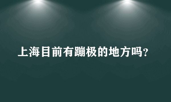 上海目前有蹦极的地方吗？