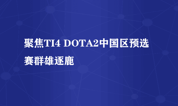 聚焦TI4 DOTA2中国区预选赛群雄逐鹿