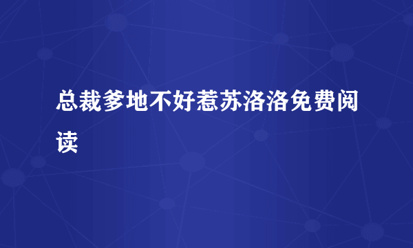 总裁爹地不好惹苏洛洛免费阅读