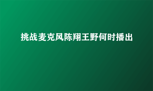 挑战麦克风陈翔王野何时播出