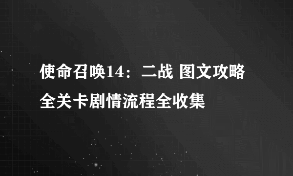 使命召唤14：二战 图文攻略 全关卡剧情流程全收集