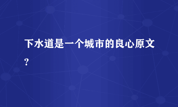 下水道是一个城市的良心原文？