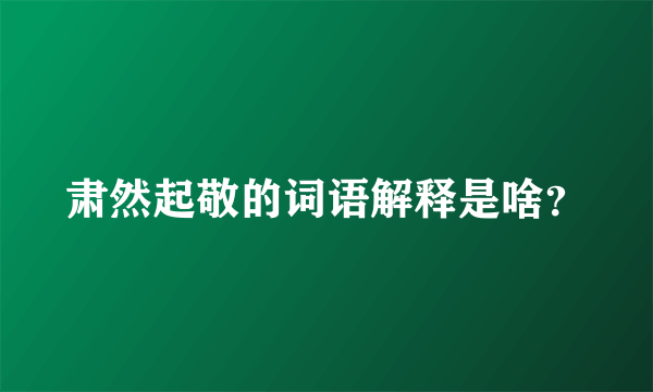 肃然起敬的词语解释是啥？