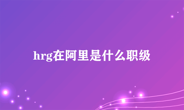 hrg在阿里是什么职级