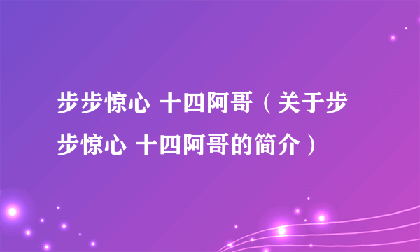 步步惊心 十四阿哥（关于步步惊心 十四阿哥的简介）