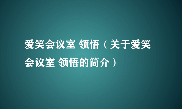 爱笑会议室 领悟（关于爱笑会议室 领悟的简介）