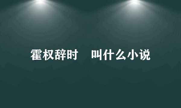 霍权辞时婳叫什么小说