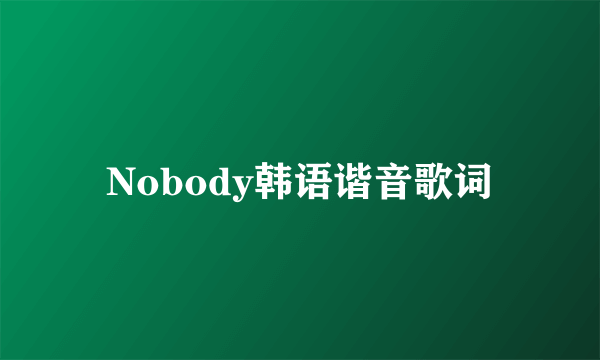 Nobody韩语谐音歌词