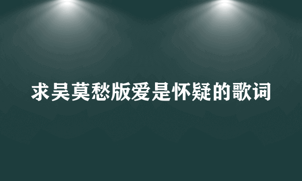 求吴莫愁版爱是怀疑的歌词