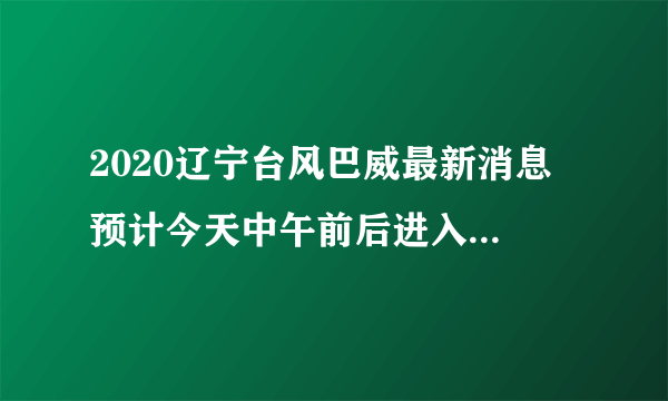 2020辽宁台风巴威最新消息 预计今天中午前后进入辽宁境内