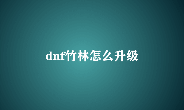 dnf竹林怎么升级