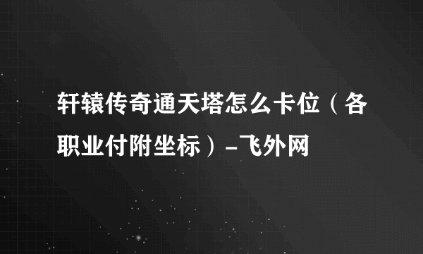 轩辕传奇通天塔怎么卡位（各职业付附坐标）-飞外网