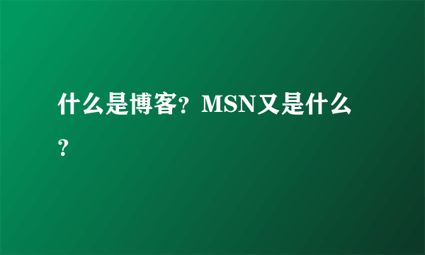 什么是博客？MSN又是什么？