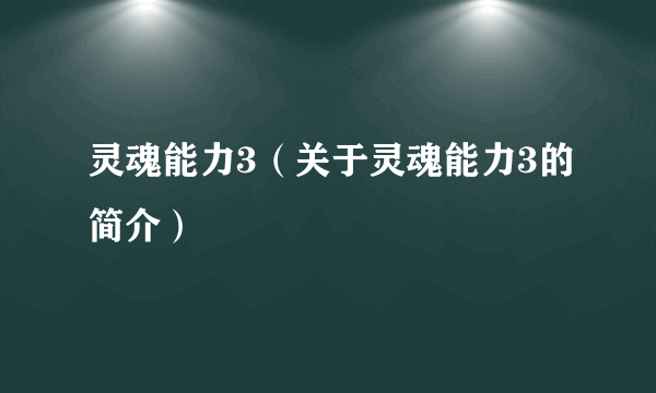 灵魂能力3（关于灵魂能力3的简介）