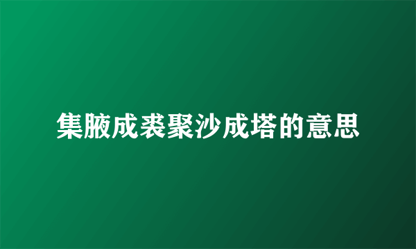 集腋成裘聚沙成塔的意思