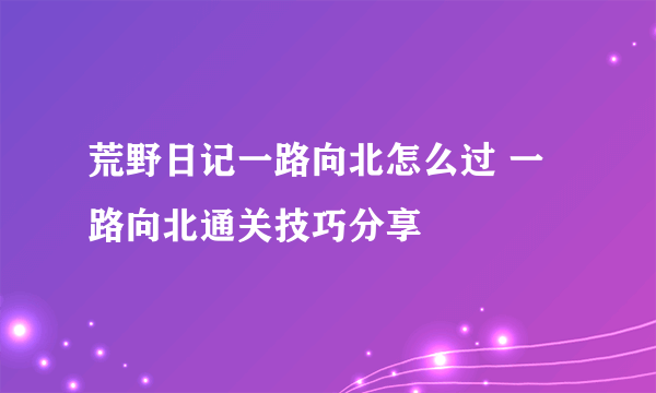 荒野日记一路向北怎么过 一路向北通关技巧分享