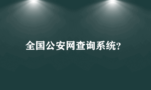 全国公安网查询系统？