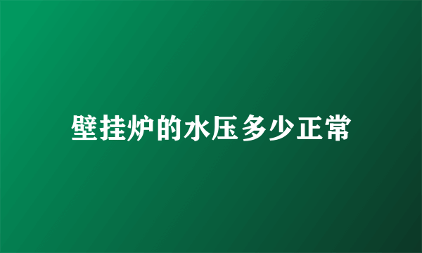 壁挂炉的水压多少正常