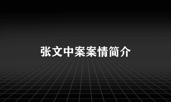 张文中案案情简介