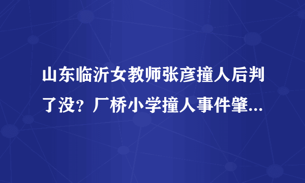 山东临沂女教师张彦撞人后判了没？厂桥小学撞人事件肇事女司机是谁呀？判不判呀？