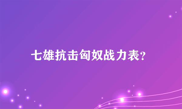 七雄抗击匈奴战力表？