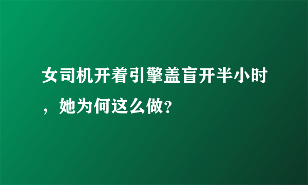 女司机开着引擎盖盲开半小时，她为何这么做？