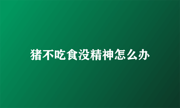 猪不吃食没精神怎么办