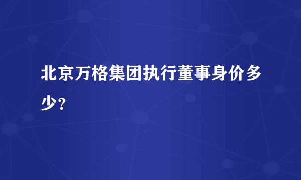 北京万格集团执行董事身价多少？