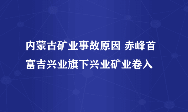 内蒙古矿业事故原因 赤峰首富吉兴业旗下兴业矿业卷入