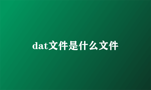 dat文件是什么文件