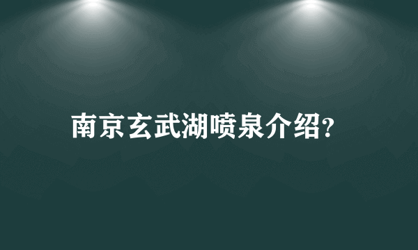 南京玄武湖喷泉介绍？