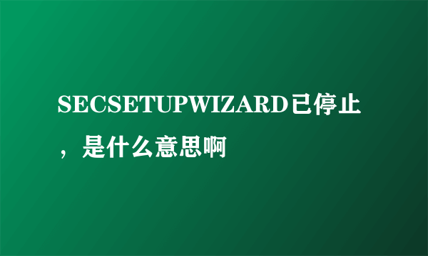 SECSETUPWIZARD已停止，是什么意思啊