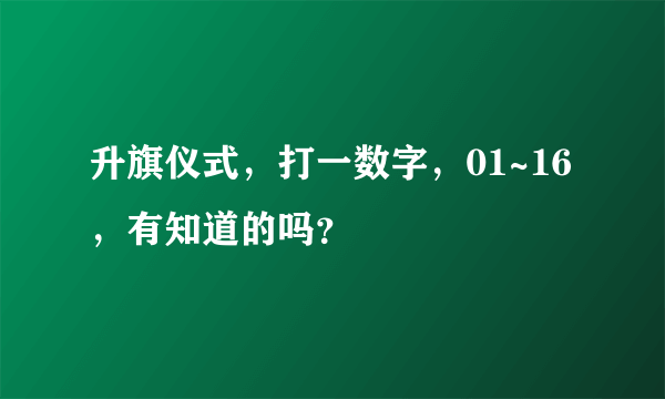 升旗仪式，打一数字，01~16，有知道的吗？