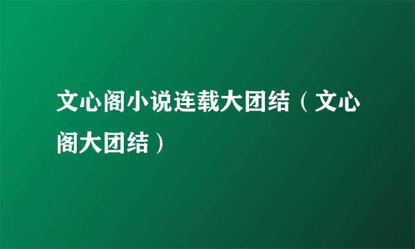 文心阁小说连载大团结（文心阁大团结）