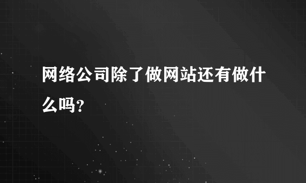 网络公司除了做网站还有做什么吗？