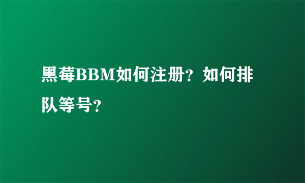 黑莓BBM如何注册？如何排队等号？