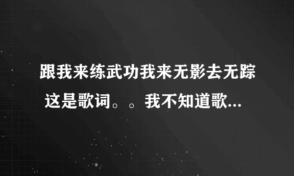 跟我来练武功我来无影去无踪 这是歌词。。我不知道歌名! 希望知道的朋友告诉下。