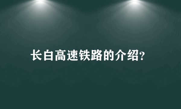 长白高速铁路的介绍？