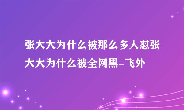 张大大为什么被那么多人怼张大大为什么被全网黑-飞外