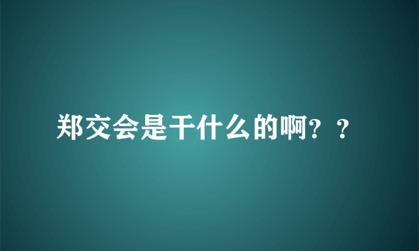 郑交会是干什么的啊？？