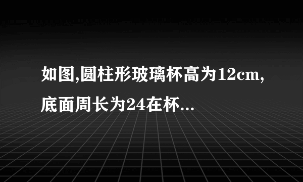 如图,圆柱形玻璃杯高为12cm,底面周长为24在杯内离杯底9cm的点C 处有一滴蜂蜜, cm.